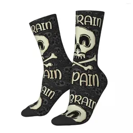 Men's Socks Happy Funny Compression No Brain Pain Skull Vintage Harajuku Candy Street Style Novelty Seamless Crew Crazy Sock