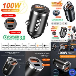 New 2024 2024 Other Auto Electronics 100W PD Car Charger Type-C Quick Charge Qc3 4.0 Dual USB For Iphone Huawei Xiaomi Samsung Fast Charging USB Phone Mini Charger