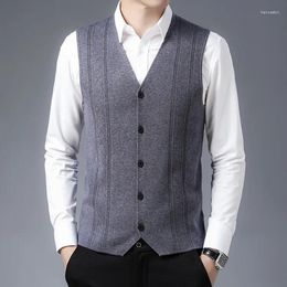 Men's Sweaters Men Wool Coats Vest 2024 Spring Autumn Knit Man Single Breasted Sleeveless Cardigan