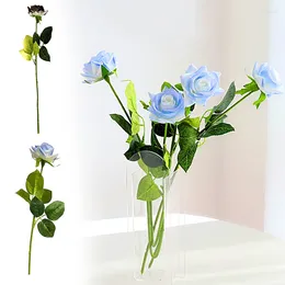 Decorative Flowers Artificial Silks Rose Flower Black Blue Gradient Colors Wedding Floral Arrangement Halloween Decoration For Home