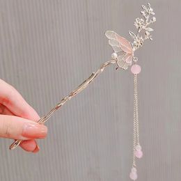 Pearl Tassel Classic Chinese Hair Stick Pins Women Butterfly Flower Handmade Hairpins Charm Jewellery Accessories Hair Ornaments