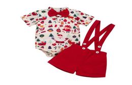 Baby Christmas Outfits Xmas Infant Baby Boy Clothes 2Pcs Clothes Set Santa Short Sleeve Romper Overall Newborn Toddler Clothing1905883744