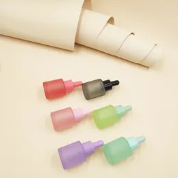 Storage Bottles Wholesale Dropper 20ML Colourful Frosted Liquid Vial Small Facial Essence Perfume Hair Glass Pipette Tube