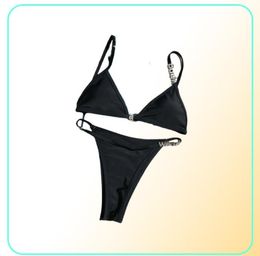 Ladies Letter Bikini Set Fashion Women039s Swimsuit Sexy Simple Strap Biquini Set Casual Thin Slim Beachwear with Waist Ch5782126