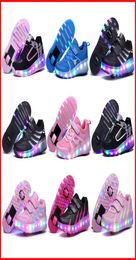 New LED Roller Skate Shoes With One/Two Wheels Lights Up Glowing Jazzy Junior Kids Shoes Adult Boys Girls Sneakers4669644