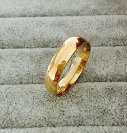 Classic popular 18k Real Gold Plated 6mm Titanium Steel Women Men Wedding Ring Top Quality Do not fade Lovers Wedding Jewelry7483487