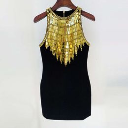 Women's Tanks & Camis Star Style Heavy Industry Metal Sheet Nail Bead Set Diamond Elastic Tight Tank Top Dress