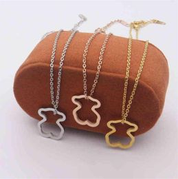 Steel Jewellery Hollowed Out Smooth Bear Necklace Net Red Women039s Simple Rose Gold NecklaceFor Party Jewels271k5637440