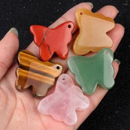 Pendant Necklaces Natural Stone Butterfly Insect Rose Quartz Opal Healing Charms For Jewellery Making DIY Necklace Earrings Bracelet Gift