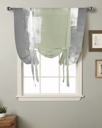 Sage Green Oil Painting Texture Window Curtain for Living Room Roman Curtains for Kitchen Cafe Tie Up Short Drapes