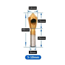 HSS Titanium Countersink Deburring Drill Bit 6/8/10/12mm Shank For Cutting Metal Wood Plastic Hole Cutter Metal Chamfering Tool