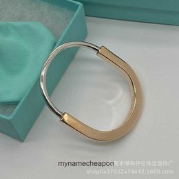 High end designer bangles for Tifancy womens High Edition Lock Bracelet Fashion Diamond Color Separation 18k Rose Gold Original 1:1 With Real Logo