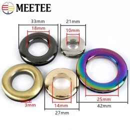 4/10Pcs Meetee Metal Screw Back Eyelets with Washer Grommets Rings Metal Buckles for Bag Garment Shoes Leather Craft Accessory
