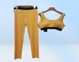 Letters Womens Yoga Set Textile Webbing Design Tight Tracksuit Summer Sleeveless Sportswear8189174