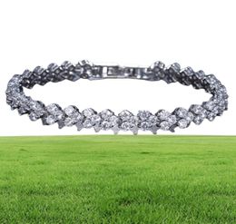 18K White Gold Plated Zirconia Tennis Bracelet Diamond Hand Chain for Men Women Heart Love Crystal Bracelets Bangle Lover Gift Val9028318