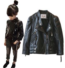 toddler girl leather jacket fashion zip jacket coat for 112years girls kid warm Winter fur inside jacket clothes282n3695994