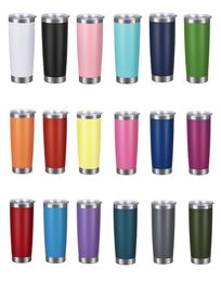 20oz Car cups Stainless Steel Tumblers Cups Vacuum Insulated Travel Mug Metal Water Bottle Beer Coffee Mugs With Lid 18 Colors9182670