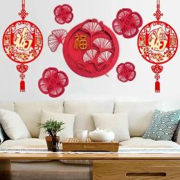 2024 New Chinese Knot Pendant Red China Fortune Hanging Ornament New Year Flocking Pendants Spring Festival Red Fu Decoration