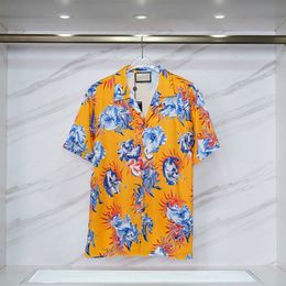 Summer men's T-shirt Designer print button up Cardigan Loose version short sleeve Hawaiian top High quality stylish Men's swim shirt Collection Beach shirt size M-3XL #34