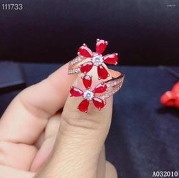 Cluster Rings KJJEAXCMY Fine Jewelry 925 Sterling Silver Inlaid Natural Ruby Ring Lovely Girl's Support Test