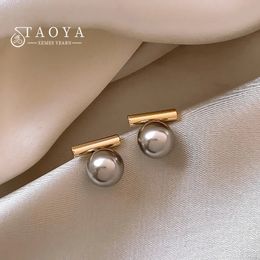 French Minimalist Grey Imitation Pearl Pendant Earrings 2023 Fashion Jewellery Daily Wear Accessories for Girls Party 240403