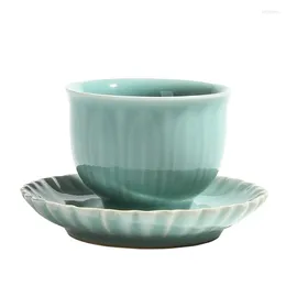 Cups Saucers Creative Celadon Tea Cup Set Lotus Teacup Ceramic And Saucer