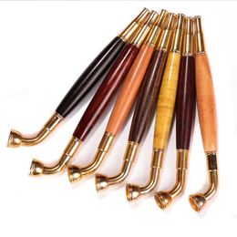 6.25inch wooden Metal Smoking Pipe Filters Tobacco Cigarette Hand Dry Herb Pipes Mouthpiece Holder Tool Accessories For Oil Rig