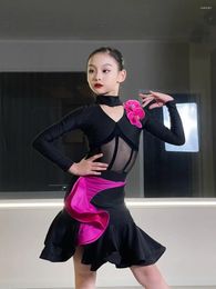 Stage Wear Autumn And Winter Dance Latin Dress Female Practice Clothes Children's Art Exam
