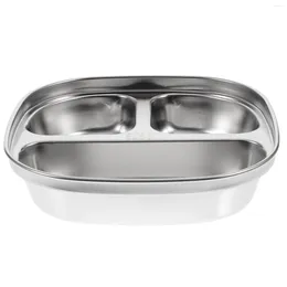Bowls India Household Tableware Kitchen Stainless Steel Tray Eating Plate Divided Dish