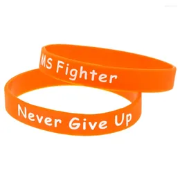 Bangle 1 PC MS Fighter Never Give Up Silicone Wristband Motivational Orange