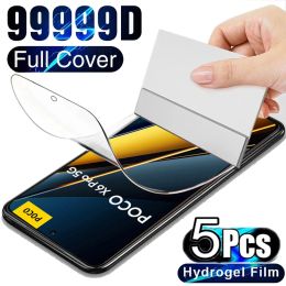 5PCS Screen Protecto For POCO X6 X5 Pro X3 NFC X4 GT Hydrogel Film Funda For POCO F5 Pro F4 GT F3 M6 M5S M3 M4 Pro C65 C40 Film