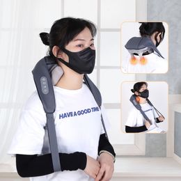 5D Electrical Neck Massageador Kneading Shiatsu Massage Shawl Kneading Massage Pillow U Shape for Neck Shoulder Pain Relief