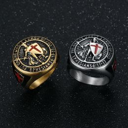 Hip Hop Shield Titanium Steel Casting Ring 18k Real Gold Plated Mens Jewellery