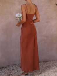 Casual Dresses Women S Sexy V-Neck Halter Maxi Dress Y2K Backless High Slit Bodycon Long For Summer Party Evening Cocktail