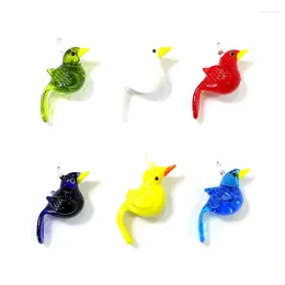 Decorative Figurines 2pcs Easter Bird Charm Glass Pendant Cute Animal Mini Figurine Ornaments For Outdoor Garden Decor Diy Jewellery Making