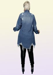 Women039s Plus Size Outerwear Coats Denim Outwear for Women Full Sleeve Single Breasted Long Jean Coat Female Clothing Top Outf7550557