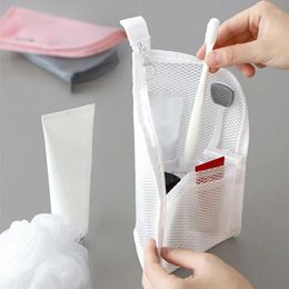 Storage Bags Portable Mesh Cosmetic Bag Folding Makeup Stationery Box Bathroom Toothbrush Travel Toothpaste Washing Organizer