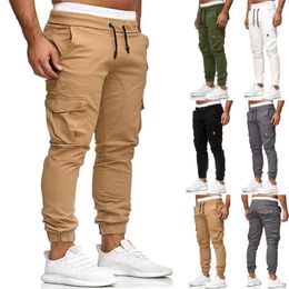 Men's Pants Elasticated Ankle Stylish Cargo With Ankle-banded Drawstring Waist Multi Pockets Slim Fit Design For Plus