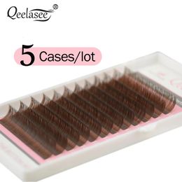 Qeelasee Brown Eyelashes Maquiagem Makeup Mix 7~15mm 20 rows Brown Colour Mink Lashes Faux Cils False Eyelashes Maquiagem Cilios 240407