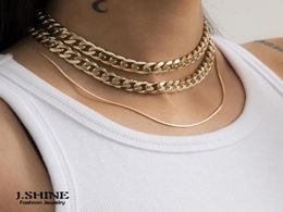 JShine Trendy Multi-layered Round Chain Necklace For Women Vintage Gold Color Choker Clavicle Party Jewelry Chokers1272866