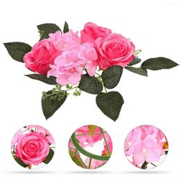 Candle Holders Roses Artificial Flowers Ball Rings Pillars European Style Table Wreath Silk