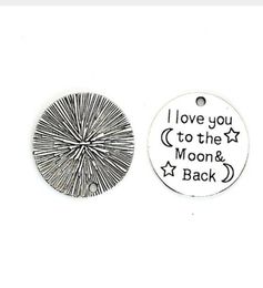 100pcs Antique Silver I Love You to the Moon and Back Charms Pendants 25mm9541221