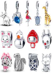 925 Silver Fit Charm 925 Bracelet Animal Elephant Crab charms set Pendant DIY Fine Beads Jewelry7328258