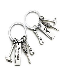 50pcslot New Stainless Steel Dad Tools Keychain Grandpa Hammer Screwdriver Keyring Father Day Gifts1 85 W22099378