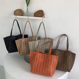 Drawstring Casual Hollow Basket Bags Rattan Women Shoulder Candy Large Capacity Totes Designer Lady Summer Beach Purses Female Handbag