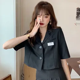 Women's Blouses Korean Street Fashion Women Short Blouse Casual Chic Button Up Solid Blusa Summer Office Ladies Elegant Slim Shirt Tops