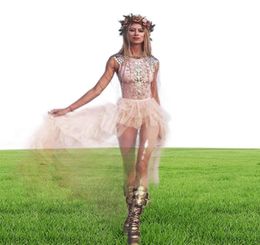 Boho Beach High Low Ruffles Tutu Skirts Women Sexy Champagne Long Tulle Skirt Bridal Custom Made Faldas Mujer Moda6370630