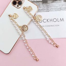 Vintage Pearl Chain Anti-Lost Phone Case Drop Hanging Chain Diy Accessories Hanging Cord Cell Phone Lanyard Accessories