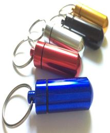 Key Chain Holder Aluminium Waterproof Pill Box Bottle Container Keychain Jar Storage 48mm17mm Stash Smoking Accessories1746293