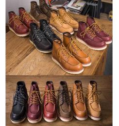 mens boots spring red ankle boots man wing warm outdoor work cowboy motorcycle heel male9353117